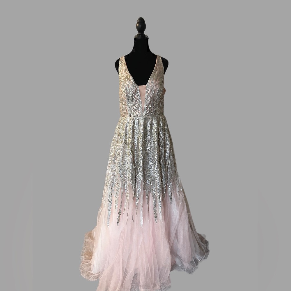 Pink and silver long dress